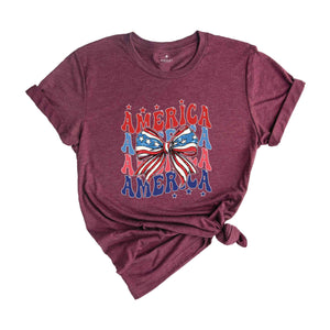 Coquette America Shirt, USA Shirt, Retro Stars And Stripes, Red White Blue Shirt, 4th of July Shirt, America Women's Shirt, Patriotic Shirt