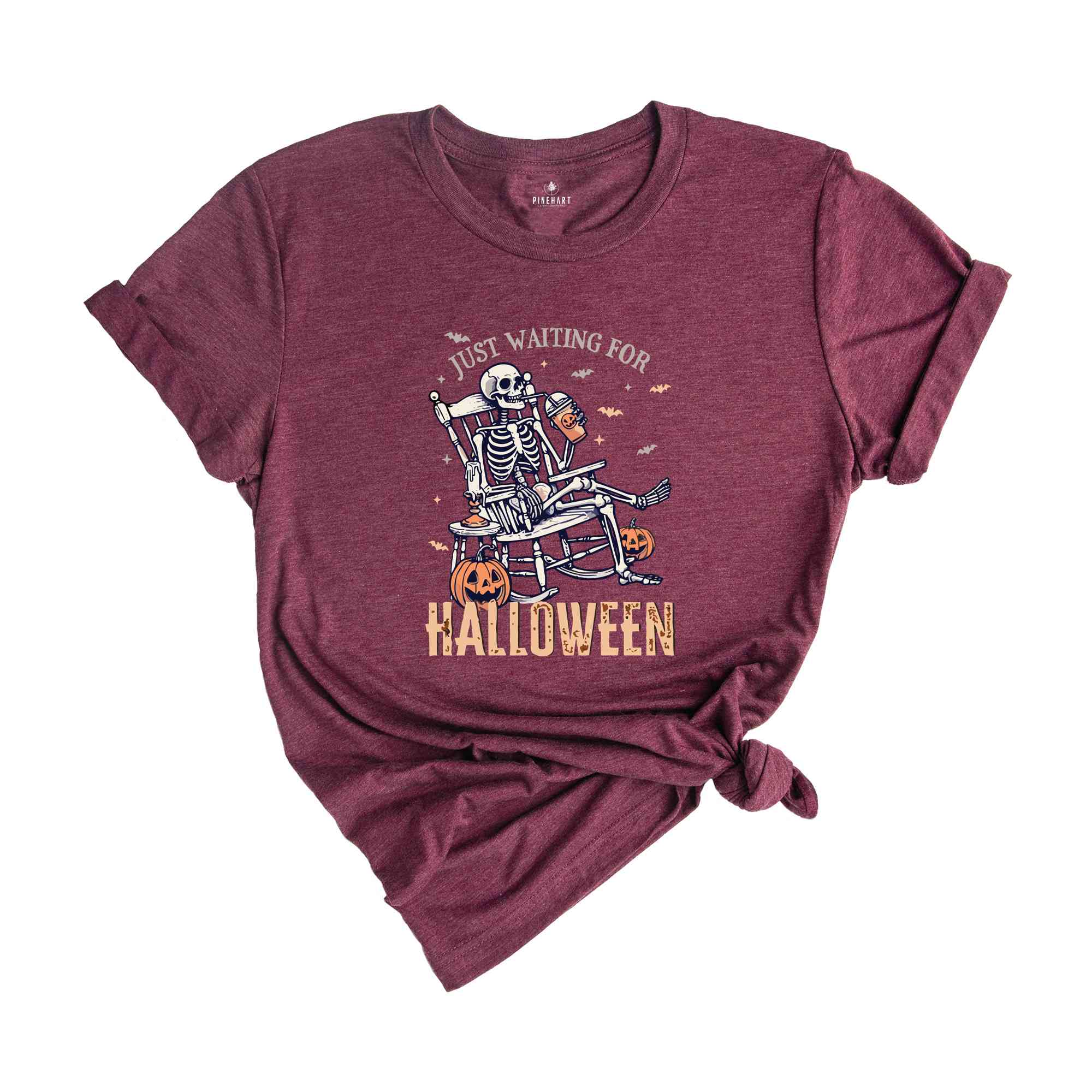 Just Waiting For Halloween Shirt, Funny Halloween Shirt, Spooky Summer Halloween Shirt, Skeleton Shirt, Pumpkins Shirt, Spooky Vibes Shirt