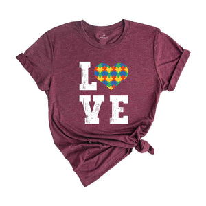 Love Puzzles Autism T-Shirt, Autism Awareness Shirt, Accept Understand Love Shirt, Autism Teacher Shirt, Autism Puzzle Pieces