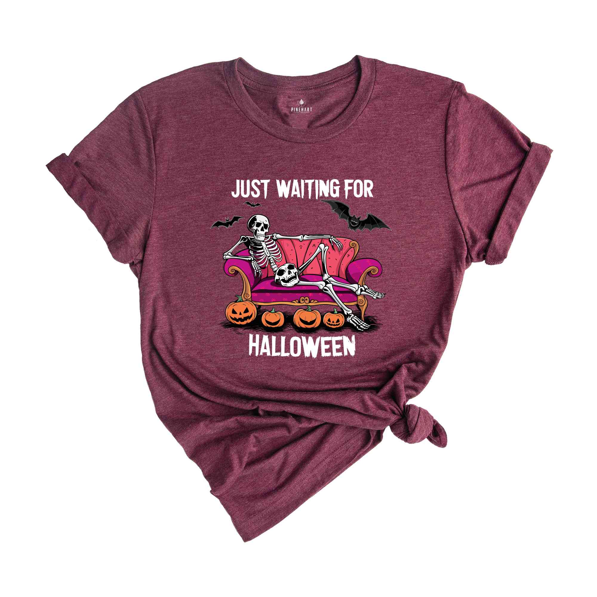 Just Waiting for Halloween Shirt, Cute Summer Shirt, Spooky Summer Shirt, Halloween Shirt, Trendy Skeleton Shirt, Funny Skeleton Shirt