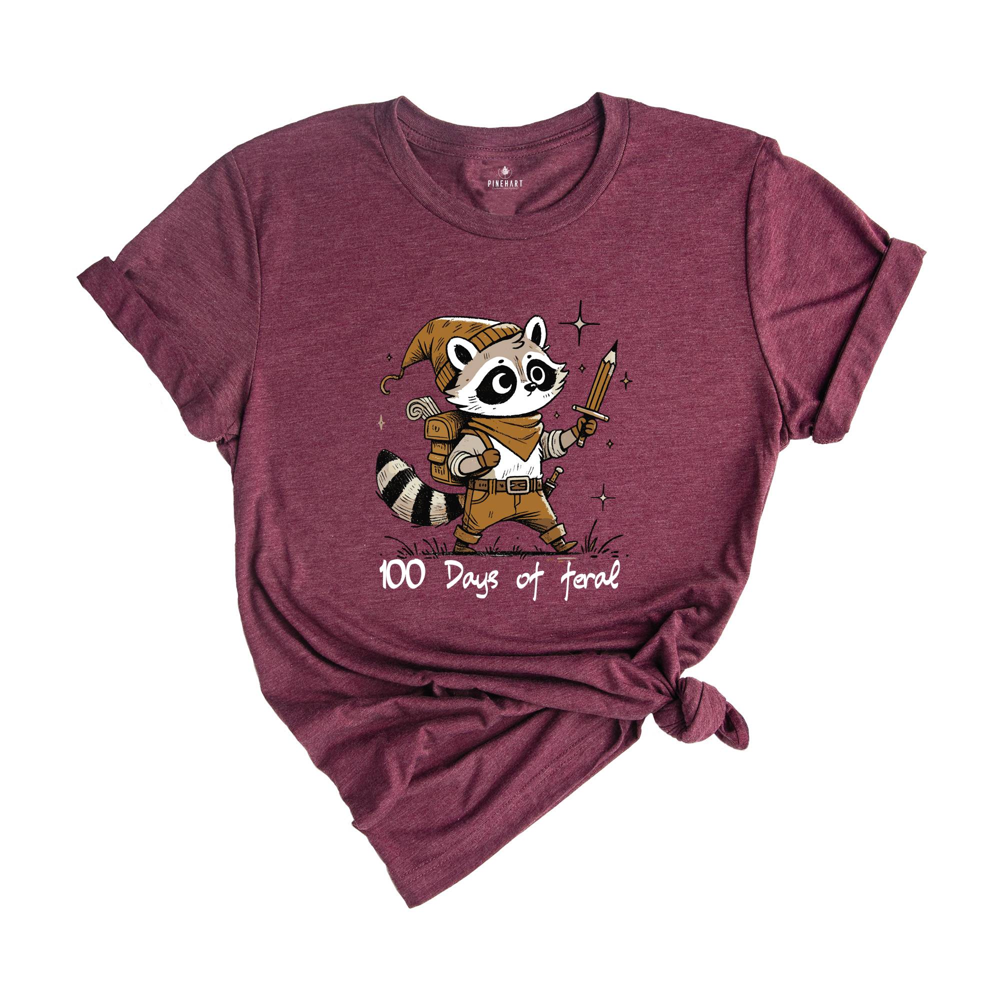 100 Days Of Feral Shirt, Raccoon Shirt, 100 Days Of School Shirt, 100 Days Shirt, Funny School Shirt, School Shirt, Feral Shirt