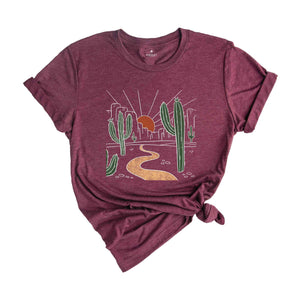 Desert Sunset T-Shirt, Desert Shirt, Cactus Tee, Country Desert Shirt, Adventure Lovers Apparel, Travel Tee