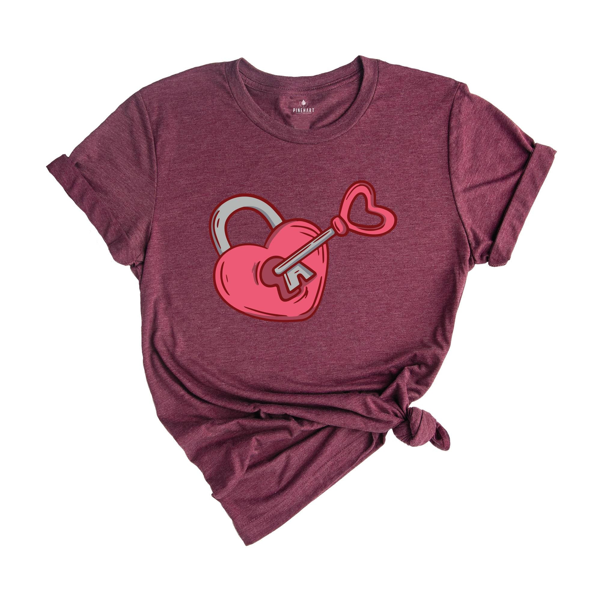 Lock and Key Shirt, Heart Matching Couple Shirt, Valentines Couple Shirt, Couple Valentines Shirt, Heart Love Shirt, Key And Heart Shirt