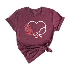 Valentine's Day Stethoscope Shirt, Valentine Nurse Tee, Valentine Doctor Tshirt, Heart Stethoscope, Valentine Day Nurse Gift