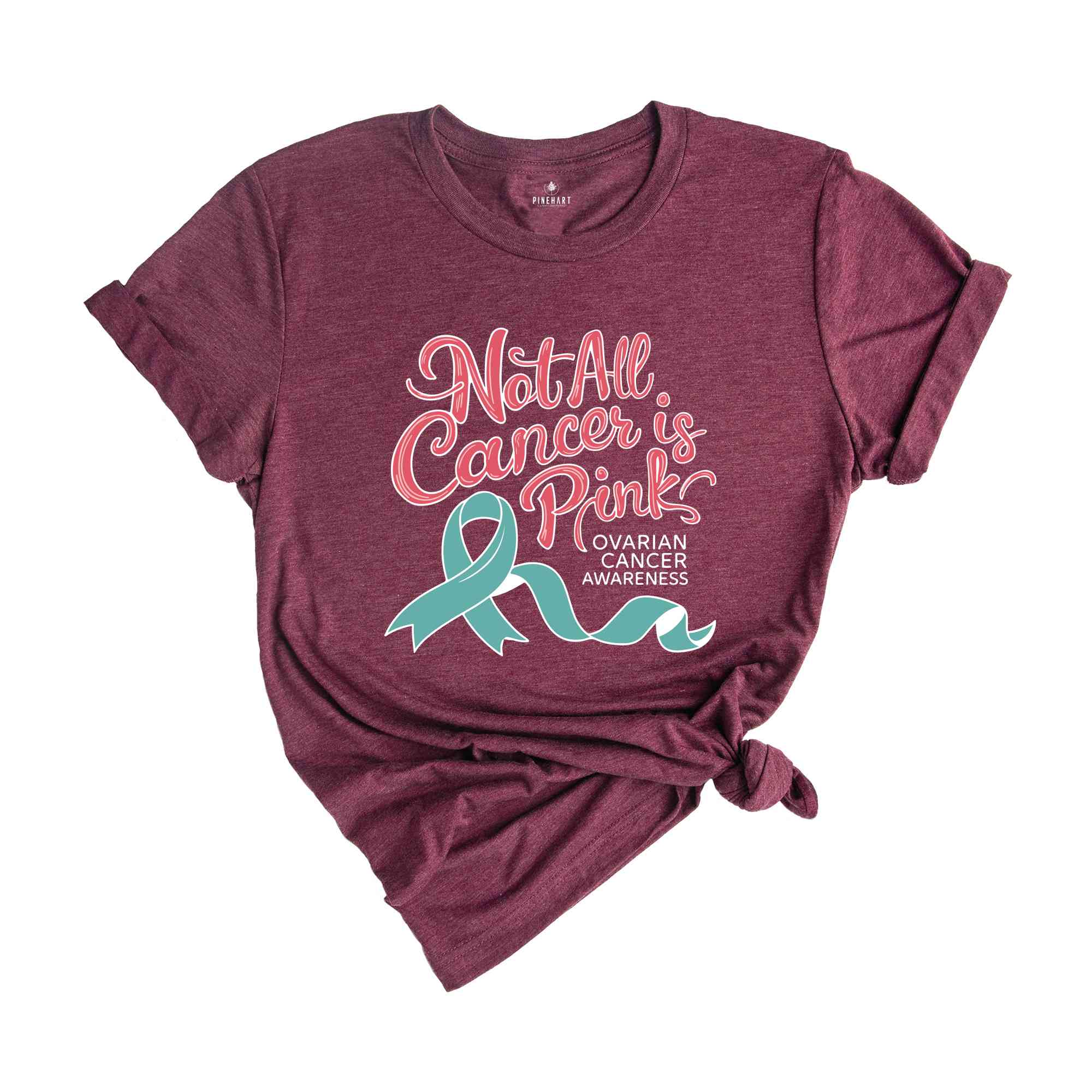 Ovarian Cancer Warrior Vneck Shirt, Awareness Graphic Tees, Ovarian Cancer Fighter Shirt, Ovarian Cancer Support Gift, Cancer Ribbon T-Shirt