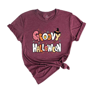 Groovy Halloween Shirt, Retro Halloween Shirt, Spooky Season Shirt, Cute Ghost Shirt, Fall Rainbow Shirt, Autumn Shirt, Halloween Shirt