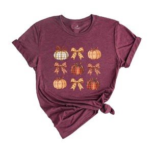 Retro Fall Pumpkin Bow Shirt, Fall Coquette Bow shirt, Autumn Pumpkin Tee, Fall T-Shirt , Autumn Bow Shirts