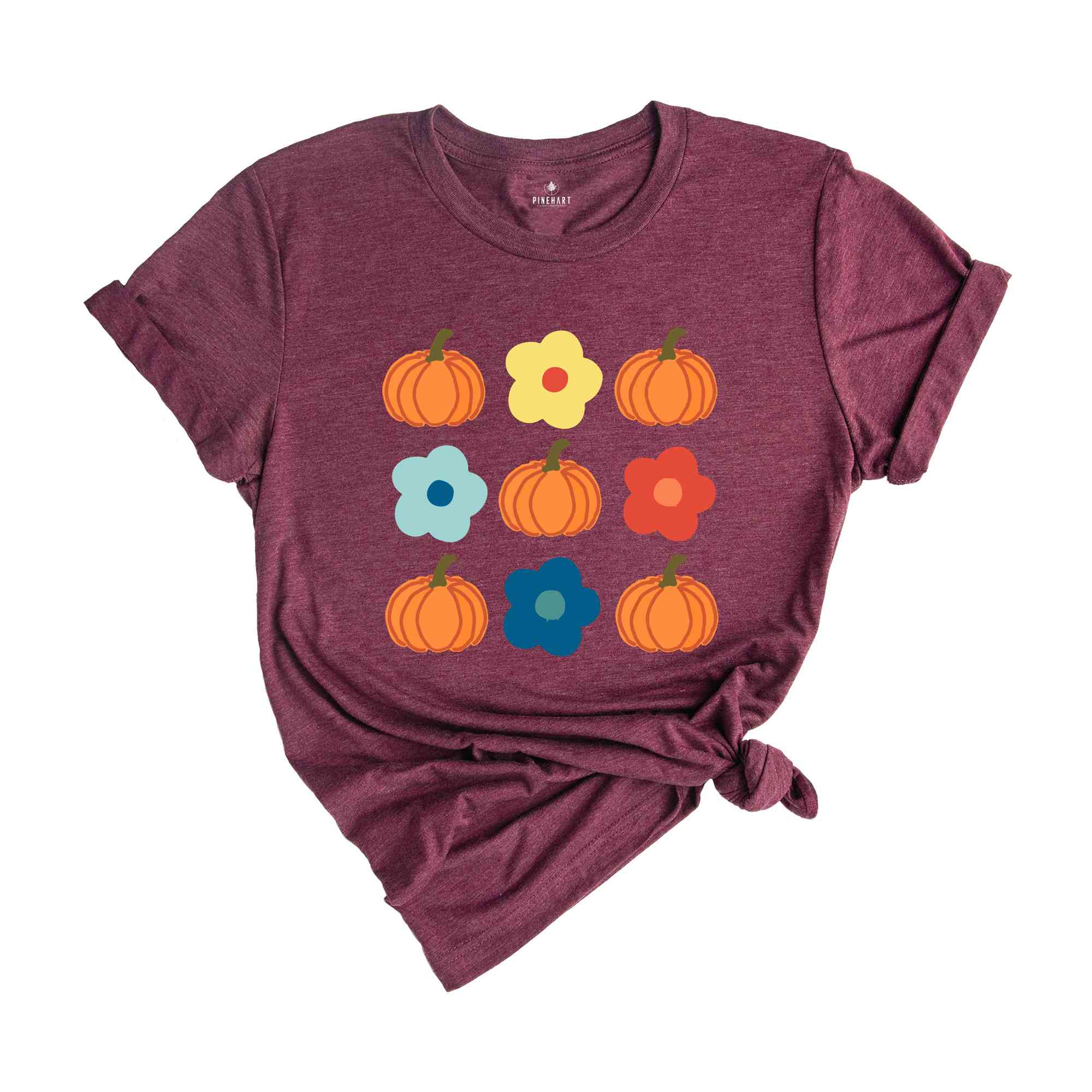 Vintage Floral And Pumpkin Shirt, Retro Halloween Shirt, Custom Shirt, Floral Pumpkin T-Shirt, Cute Fall Shirt