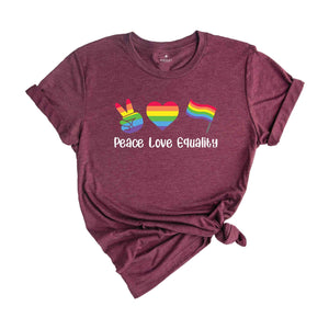 Peace Love Equality Shirt, Rainbow Flag Shirt, Gay Pride Shirt, Pride Month Shirt, Gay Rights Shirt, Gay Rainbow Shirt, Pride Shirt