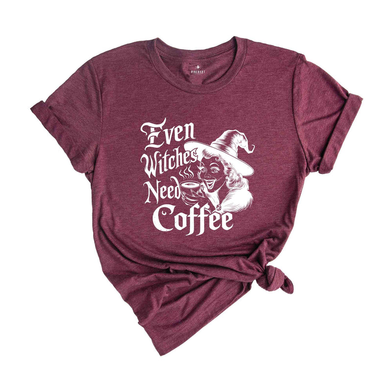 Even Witches Need Coffee Shirt, Witch Shirt, Fall Shirt, Halloween Party Shirt, Working Women Union Shirt