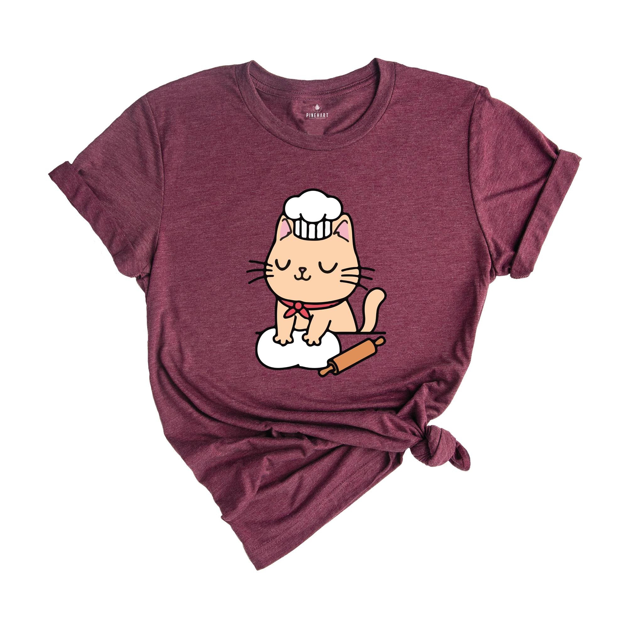 Chef Cat Shirt, Cat T-Shirt, Funny Cat Making Biscuit Shirt, Kitty T-Shirt, Baking Cat Shirt, Cat Mom T-Shirt, Cat Lover Shirts, Baker Shirt