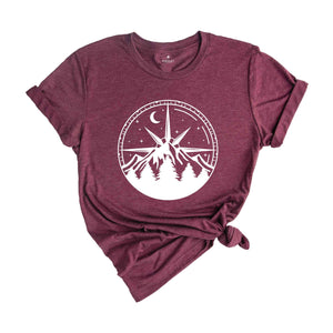 Compass Shirt, Mountain Shirt, Hiking Shirt, Outdoor Shirt, Camper Gift, Nature Lover Gift, Traveler Shirt, Nature Lover Shirt, Camping Tee