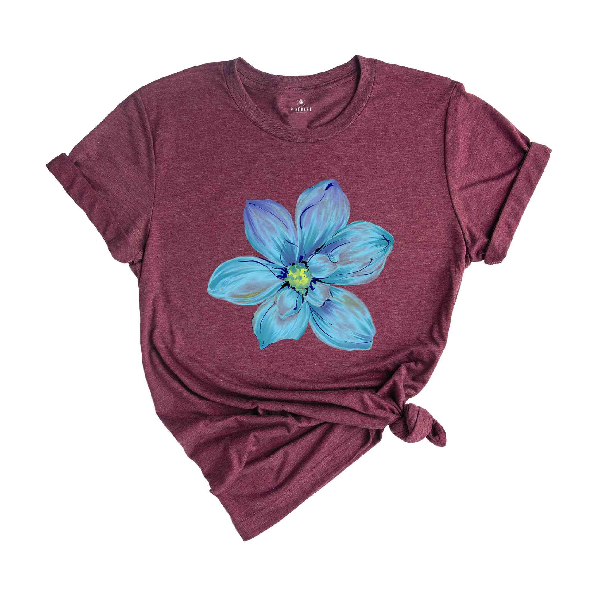 Blue Watercolor Flower Shirt, Daisy Flower Shirt, Plants Lover Gift, Botanical Shirt, Plant Mom Shirt, Flower Shop Shirt