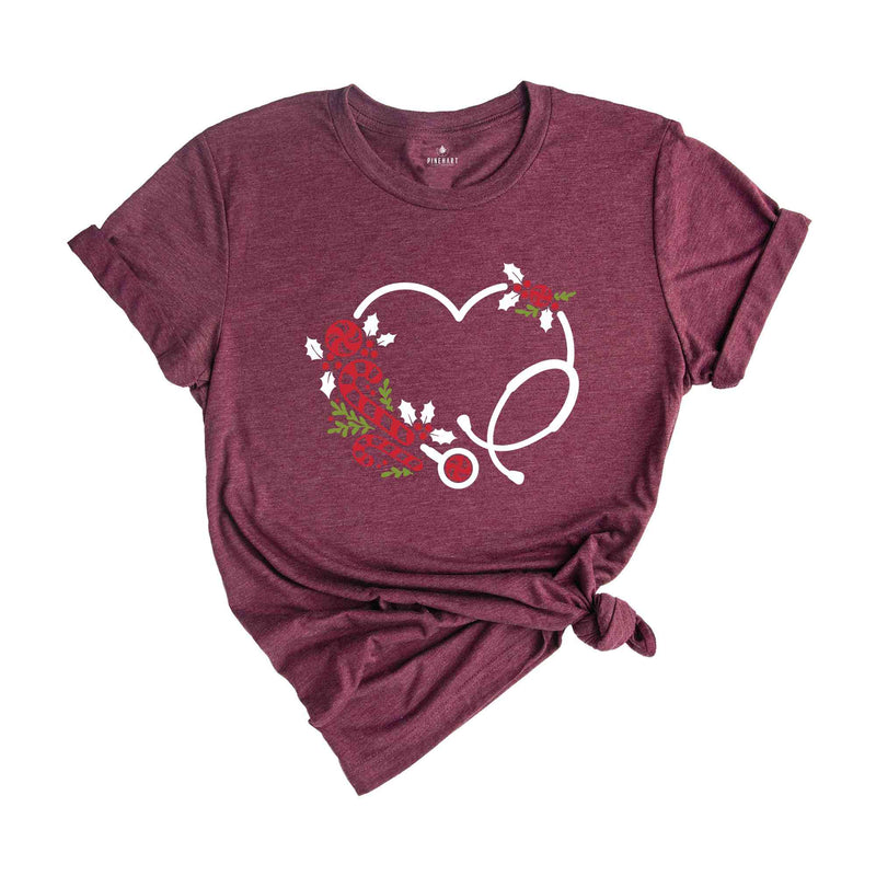 Nurse Christmas Shirt, 2024 Nurse Tee, Stethoscope Heart Shirt, Registered Nurse Tees, Christmas Gift for Nurse, Nursing School Shirt