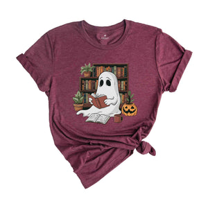 Bookish Ghost Shirt, Spooky Library Shirt, Book Lover Shirt, Reading Shirt, Funny Pumpkin Shirt, Librarian Appreciation Gift