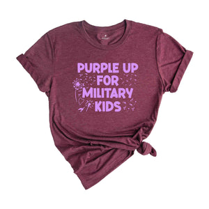 Purple Up for Military Kids Crewneck Sweatshirt, Military Child Month Awareness Shirt, Military Gifts for Kids, Military Kids Cotton Shirt