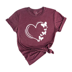 Heart Butterflies Shirt, Heart Shirt, Butterfly Shirt, Summer Valentine's Day Shirt, Valentine's Day Shirt, Valentine Shirt, Love Shirt