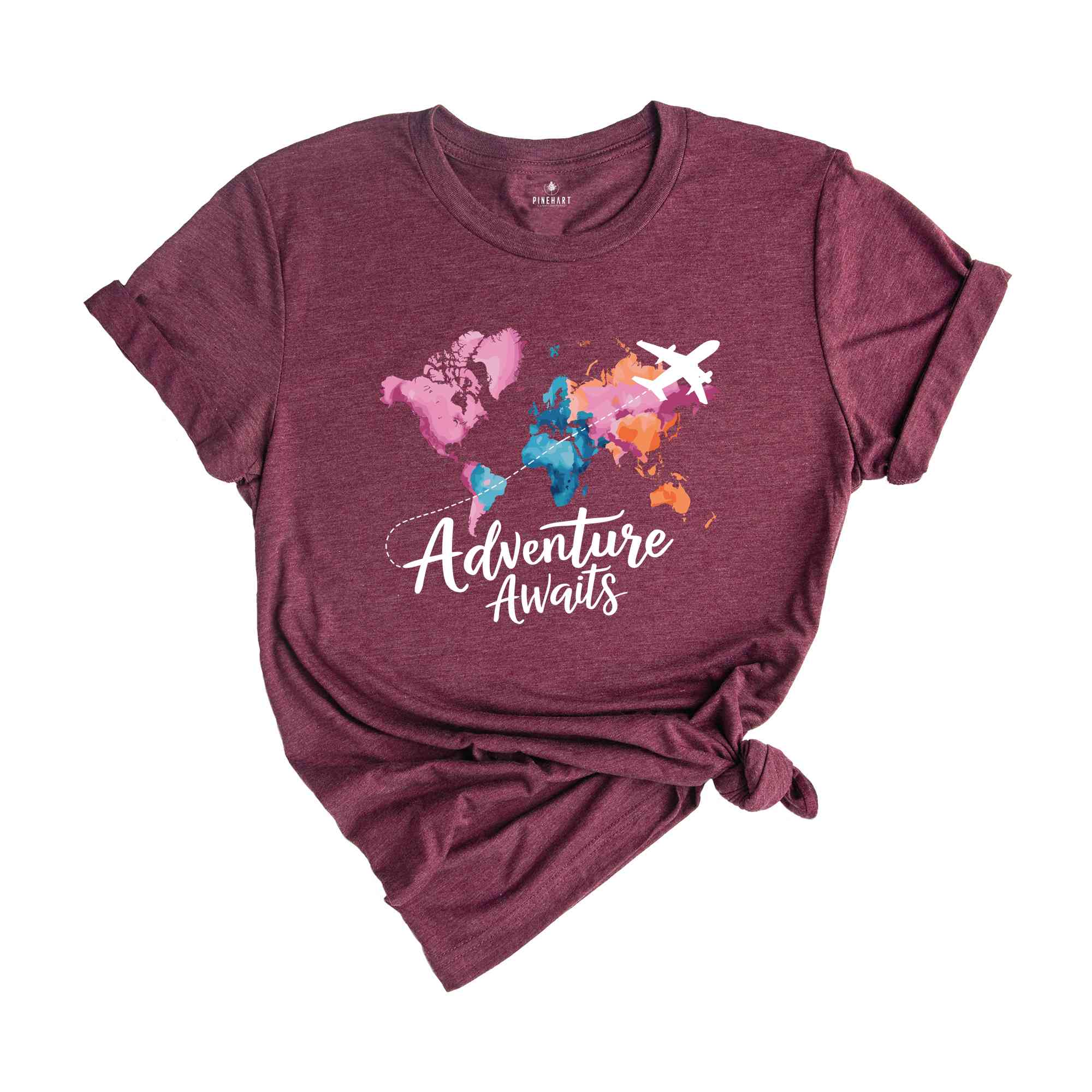 Adventure Awaits T-Shirt, Travel Gift, Vacation Shirt, World Map Shirt, Airplane Mode Shirt, Gifts For Traveler