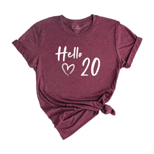 20th Birthday Shirt, Hello 20 T-Shirt, 2004 Birthday Shirt, 20th Birthday Gift, Twenty And Fabulous, 2004 birthday tee