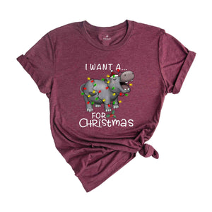 I Want a Hippo for Christmas Shirt, Funny Christmas Shirt, Cute Hippo Shirt, Hippopotamus Shirt, Christmas Party Tee, Christmas Gift