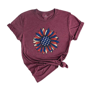 American Sunflower Shirt, 4th Of July Shirt, USA Shirt, Patriotic Shirt, Independence Day Shirt, Red White And Blue, Fourth Of July