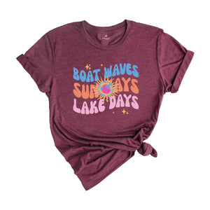 Boat Waves Sun Rays Lake Days Shirt, Summer Vibes Shirt, Beach Waves Shirt, Retro Summer Beach Shirt, Boating Shirt