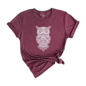 Owl Mandala Shirt, Owl Lover T-Shirt, Owl Birthday Tee, Owl Gift, Shirts for Women, Cute Owl Shirt, Animal Lover Tee