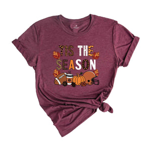 Tis The Season Shirt, Fall Vibes Shirt, Leopard Shirt, Fall Lover Gift, Good Vibes Shirt, Football Season Shirt, Cute Football Shirt