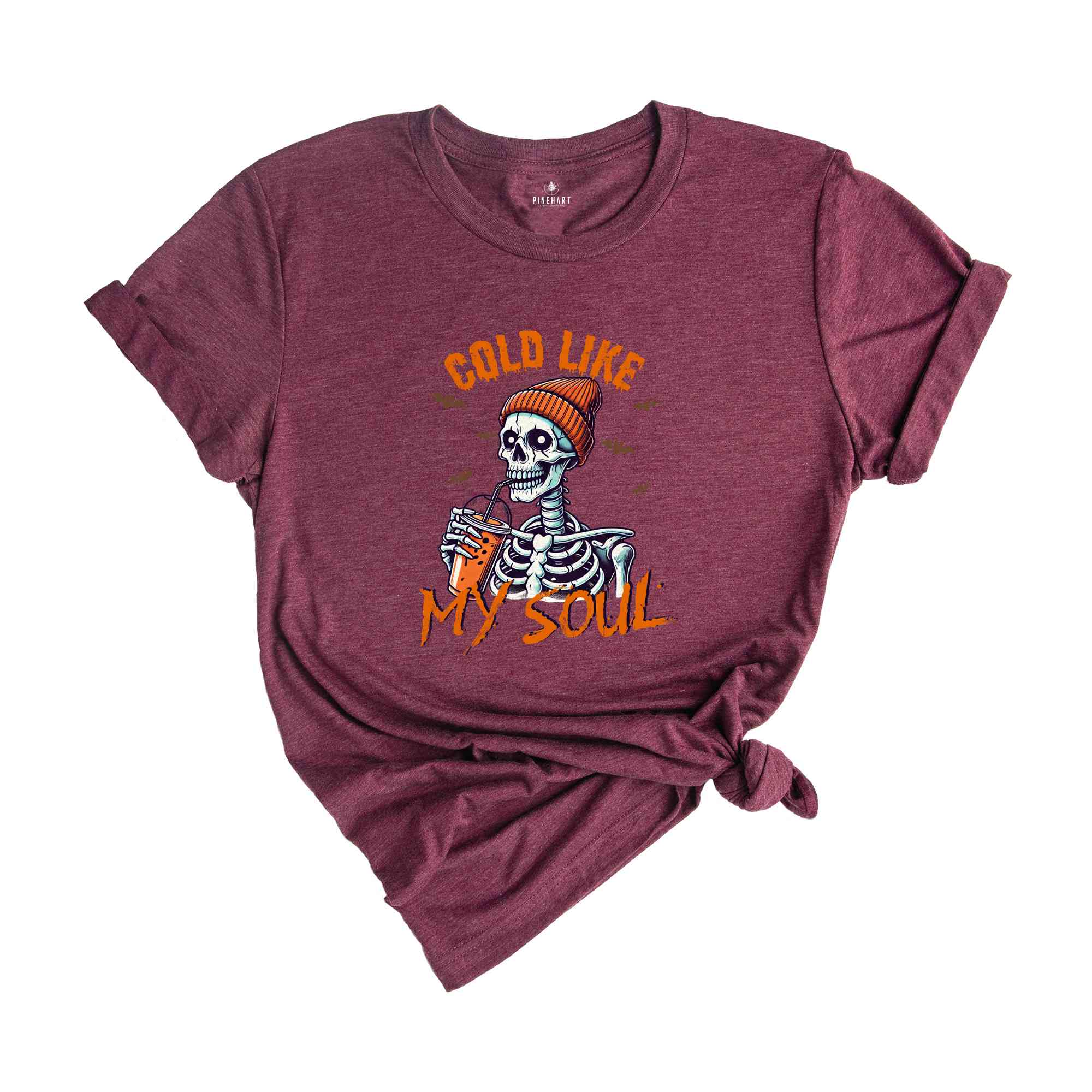 Cold Like My Soul Shirt, Funny Halloween Shirt, Halloween Gift, Coffee Lover Shirt, Spooky Season Shirt, Horror Tee, Halloween Skeleton Tee