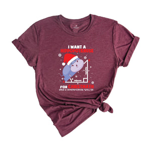 I Want A Hippopotenuse For Christmas T-Shirt, Funny Geometry Tee, Christmas Math Shirt, Christmas Math Teacher Gift