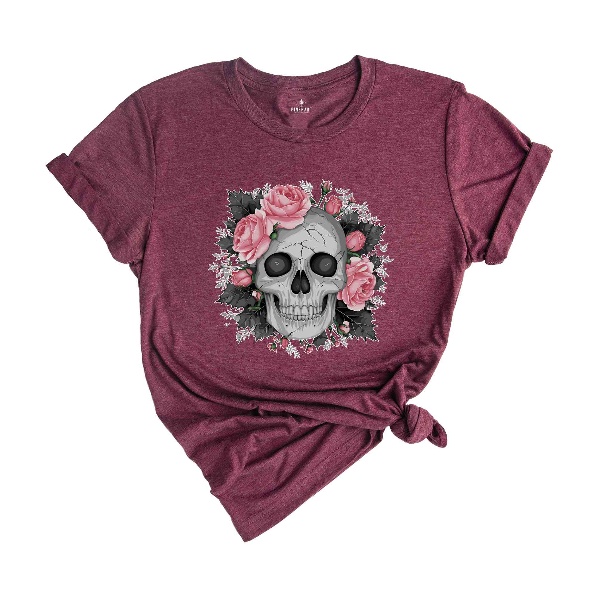 Skeleton shirt, Flowers shirt, Vintage Mom Shirt, Halloween shirt, Halloween Funny Shirt, Spooky Shirt, Pink Roses Shirt, Ghost Shirt