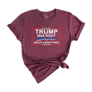 Trump Was Right About Everything Shirt, Republican Tshirt, Republican Gift, Conservative Tee, Free Trump Shirt, Pro America Tee