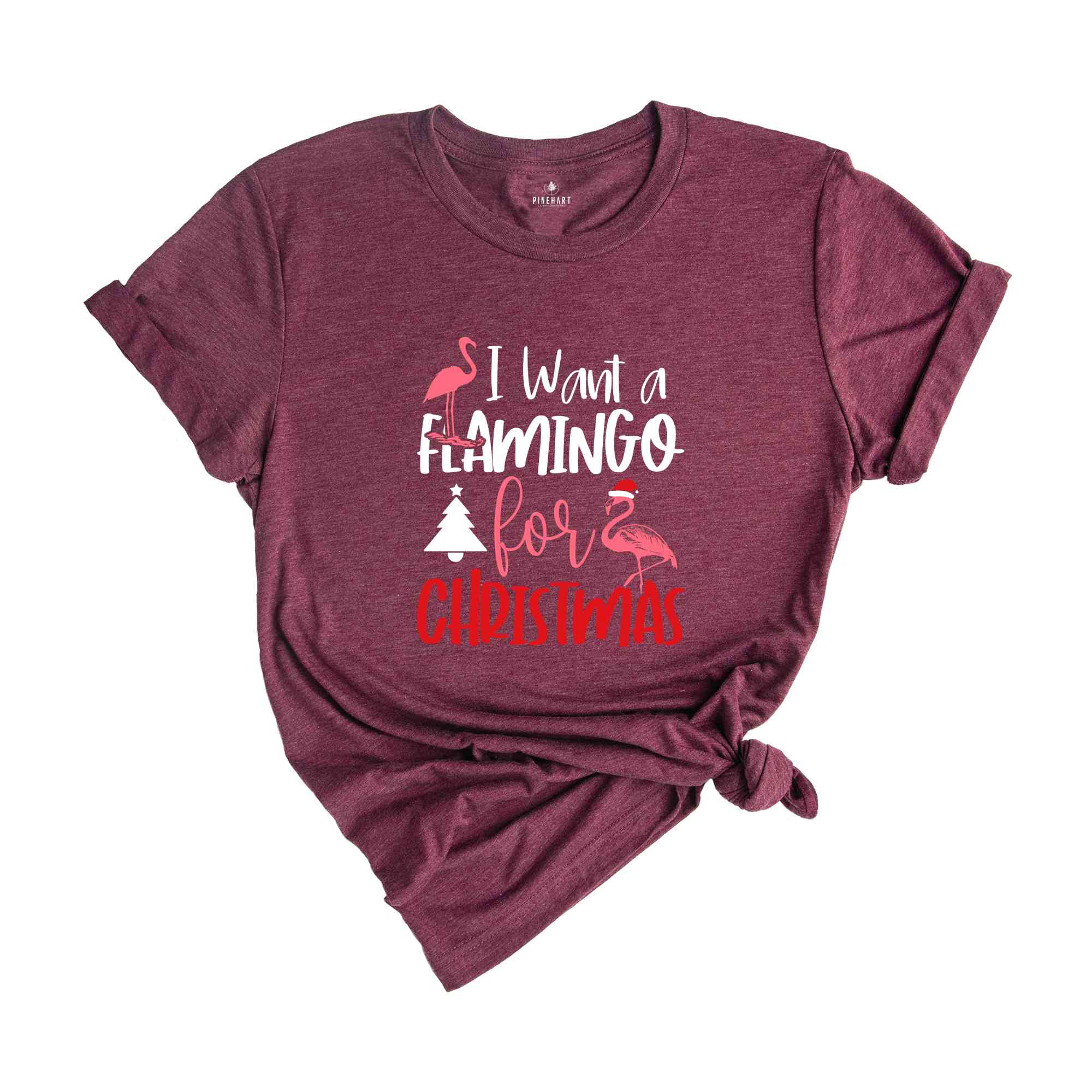 I Want a Flamingo for Christmas T-Shirt, Christmas Tree Tee, Christmas Family Tee, Funny Christmas Shirt, Christmas Gift