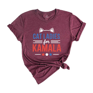 Cat Ladies For Kamala Shirt, Kamala Harris 2024 President Shirt, Cat Mom Shirt, Kamala Rally Shirt, Childless Cat Ladies Kamala Shirt