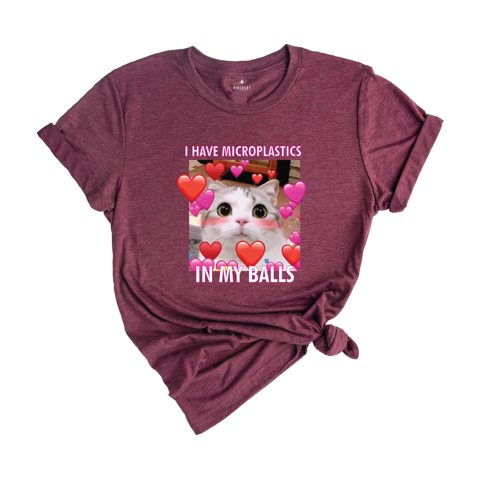 I Have Microplastics in my Balls Funny Cat Meme T-shirt, Ironic Cats Shirt, Stupid Silly Gifts, Goofy Ahh Cat Tee, Cat Meme Shirt