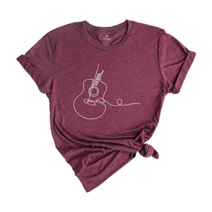 Acoustic Guitar T-Shirt, Musician Tee, Line Art Apparel, Guitar Player Tee, Cool Band Tee, Music Lover Artist Tee