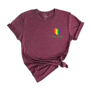 Custom Pride Flag Heart Shirt, Personalized Proud Shirt, LGBTQ Pride Shirt, Pide Month Shirt, Rainbow Flag Tee