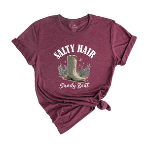 Salt Hair Sandy boots Shirt, Summer Shirt, Western Summer Tee, Cowgirl Western Shirt, Retro Summer Tee, Trendy Summer Shirt