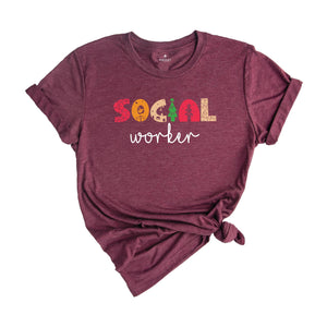 Social Worker Christmas T-Shirt, School Social Worker Gifts, Holiday Social Worker Xmas Gifts, Therapist Shirts