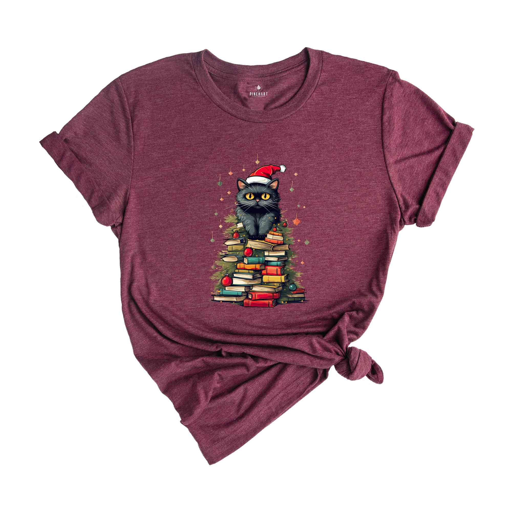 Christmas Book Tree Shirt, Cat Lover Shirt, Cute Christmas Shirt, Family Christmas Shirt, Bookworm Shirt, Holiday Shirt, Book Lover Shirt