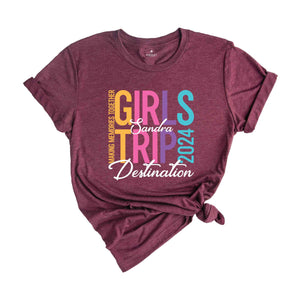 Custom Girls Trip 2024 Shirt, Personalized Girl Vacation Shirt, Weekend Matching Shirts, Beach Shirt, Summer Shirt, Vacay Mode Shirt