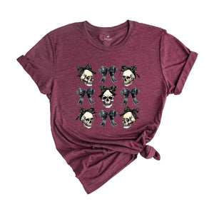 Coquette Skull Halloween Shirt, Skull Shirt, Cute Halloween Shirt, Spooky Season Shirt, Halloween Gift, Skeleton Shirt, Horror Shirt