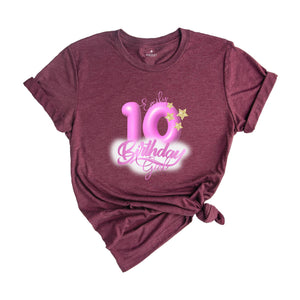 Personalized Birthday Girl T-shirt, Crown 10th Birthday Shirt, Custom Birthday Party, Kids Toddler Youth and Adult Shirt, 10th Birthday Tees