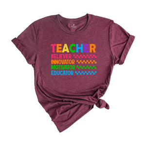 Teacher Believer Innovator Motivator Educator Shirt, Teacher Appreciation, Teacher Life Shirt, Teacher Life Shirt, Teacher Gift