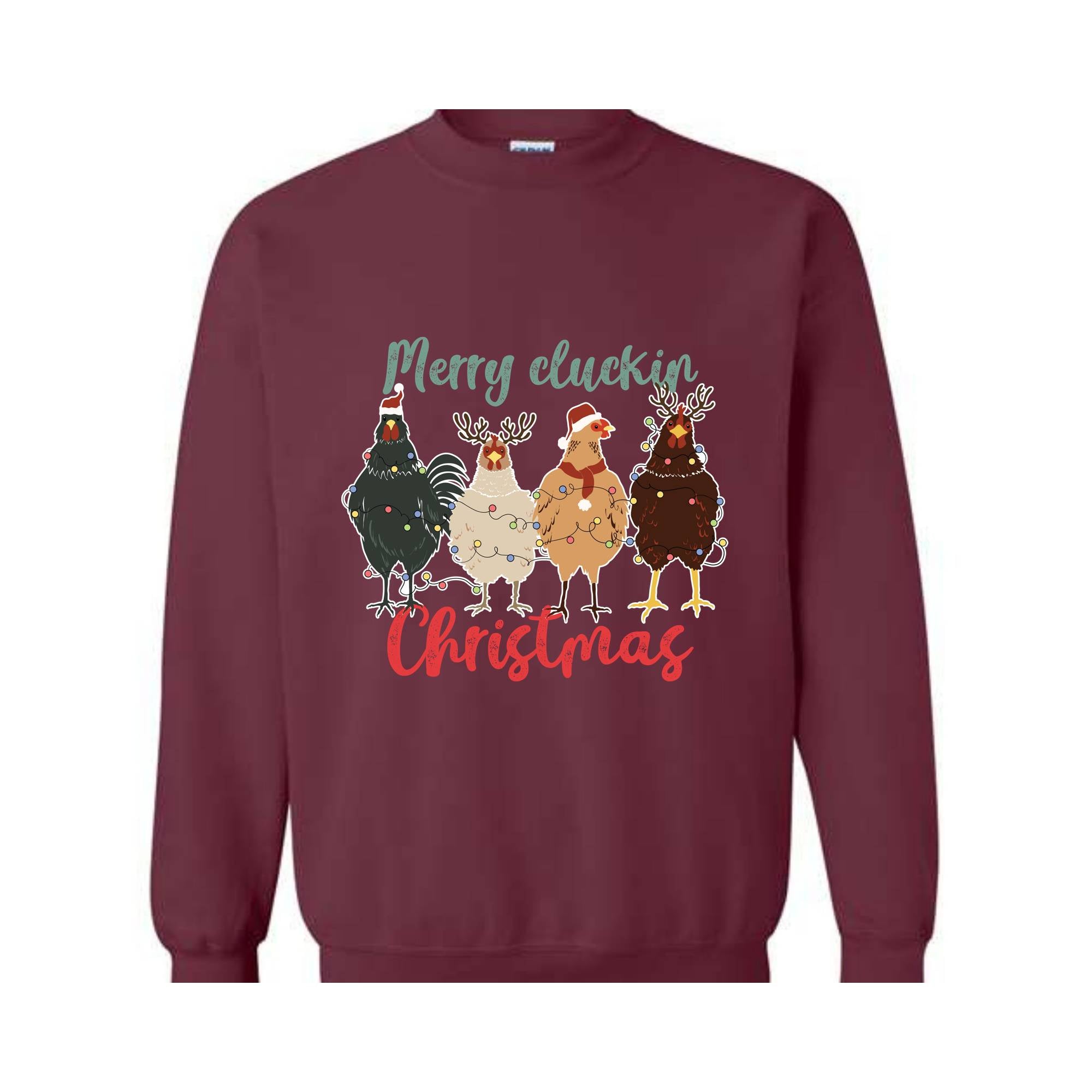 Merry Cluckin Christmas Sweatshirt, Chicken Christmas Sweatshirt, Christmas Farm Animals Sweatshirt, Christmas Sweatshirt, Xmas Sweatshirt