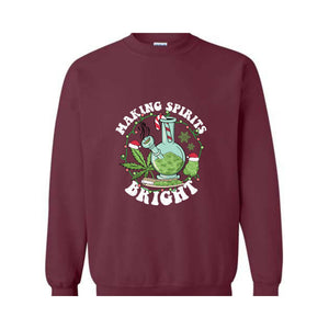 Making Spirits Bright Sweatshirt, Merry Weedmas Sweatshirt, Smoke Weed Sweatshirt, Christmas Sweatshirt, Funny Christmas