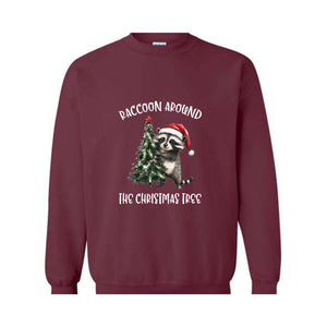 Raccoon Around The Christmas Tree Sweatshirt, Raccoon Meme Holiday Sweater, Feral Girl Shirt, Cute Animal Crewneck, Raccoon Lover Gift