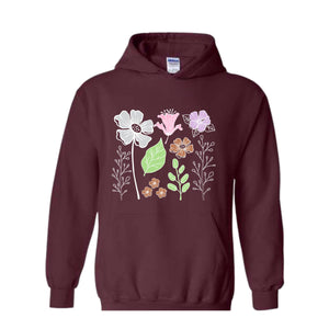 Boho Flower Sweatshirt Flowers Lovers Sweater Women Floral Minimalist Sweater Flower Print Sweatshirt Woman Gift Flower Sweatshirt