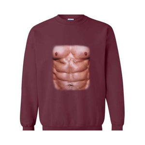 Chest Six Pack Muscles Sweatshirt, Bodybuilder , Funny Gym , Present Dad , Workout , Fitness Lover