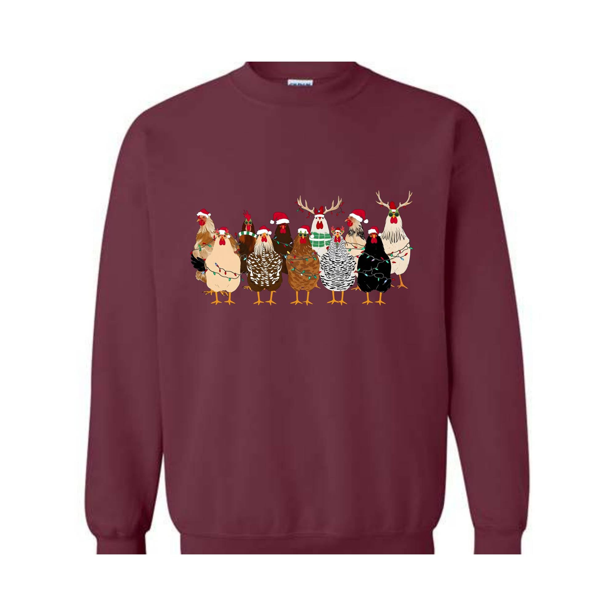 Сute Christmas Chickens Sweatshirt, Christmas Farm Animals Sweat, Chicken Sweater, Christmas Holiday Gifts